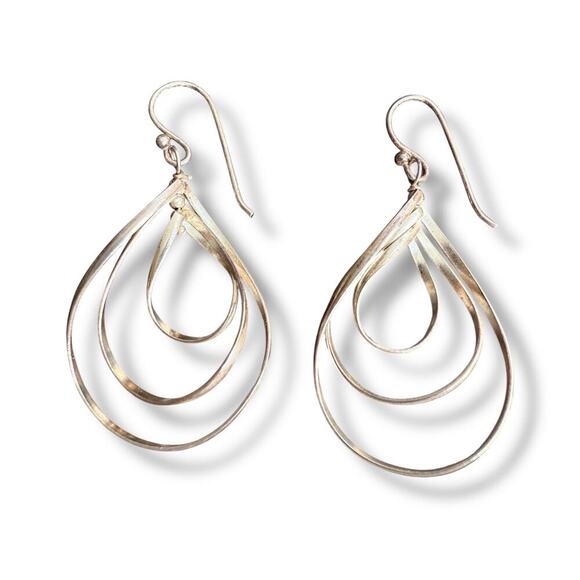 Vintage Sterling Silver Teardrop Dangle Earrings - Picture 1 of 4